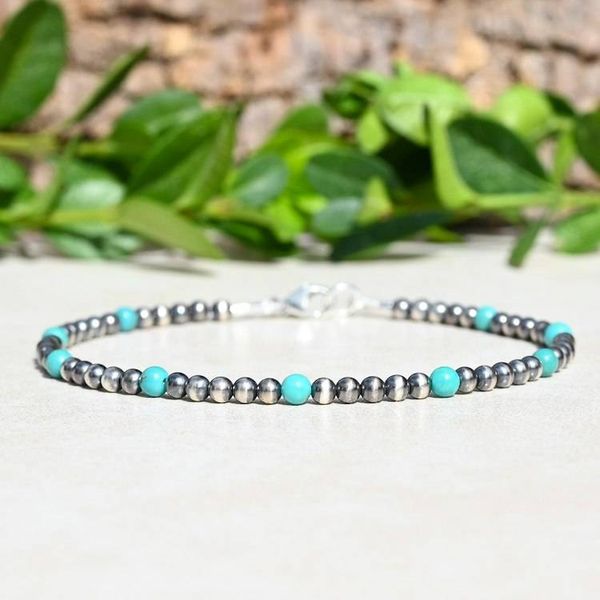 Alternate image for Navajo Style Pearl and Turquoise Sterling Silver Bracelet