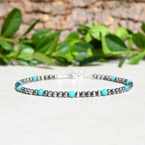 Alternate image for Navajo Style Pearl and Turquoise Sterling Silver Bracelet
