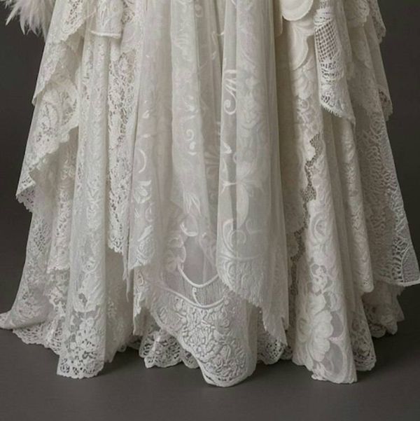 Alternate image for Ethereal Feather-Adorned Ivory Lace Wedding Gown with Corset Bodice