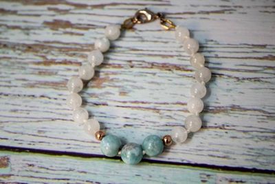 Primary image for Ocean Moonlight Reflections Rainbow Moonstone and Larimar Bracelet