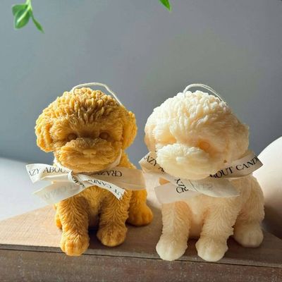 Alternate image for Handcrafted Poodle Dog Candle in Natural Cream Soy Wax