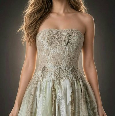 Alternate image for Ethereal Woodland Fairy Handkerchief Hem Dress with Embroidered Lace Bodice