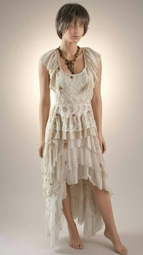 Alternate image for Handcrafted Romantic Tiered High Low Ruffle Dress with Embellished Lace Bodice