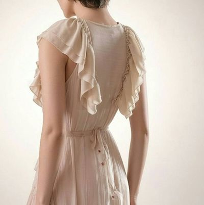 Alternate image for Handcrafted Romantic Tiered High Low Ruffle Dress with Embellished Lace Bodice