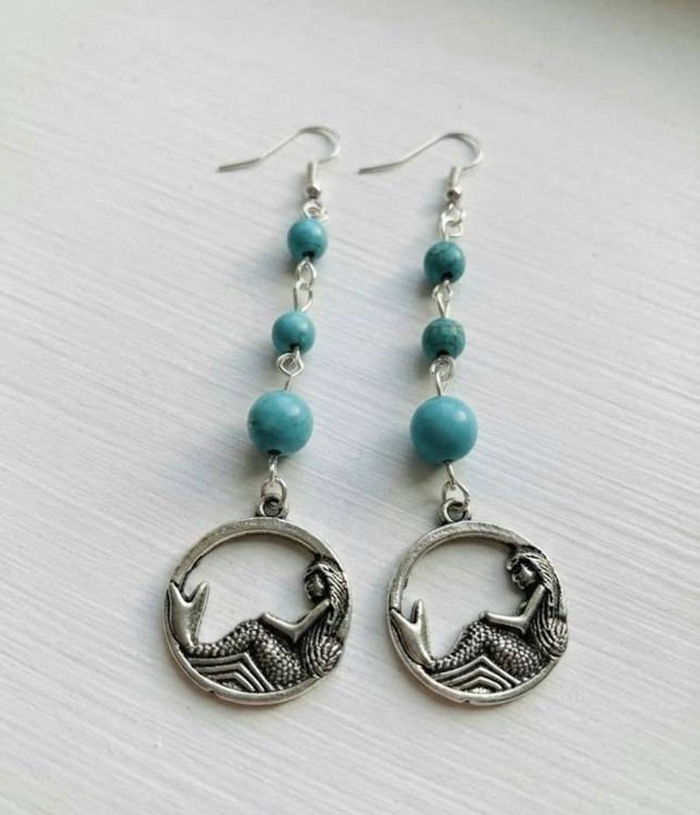 Mermaid Turquoise Dangle Earrings