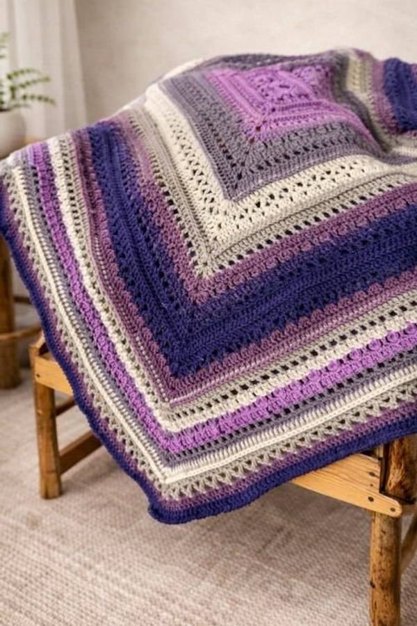 Alternate image for Handmade Crochet Purple Glory Throw Blanket