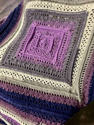 Alternate image for Handmade Crochet Purple Glory Throw Blanket