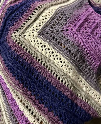 Alternate image for Handmade Crochet Purple Glory Throw Blanket