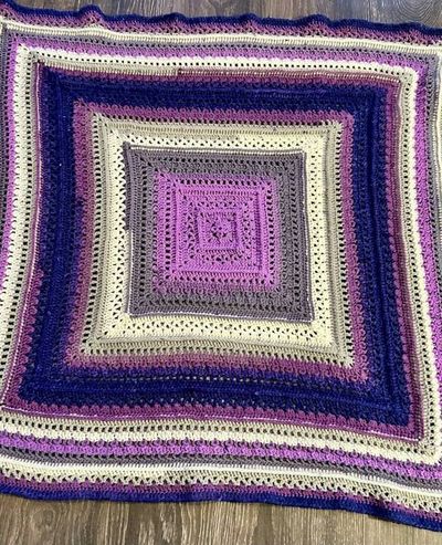 Alternate image for Handmade Crochet Purple Glory Throw Blanket