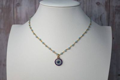 Alternate image for Azure Guardian Hydro Quartz and Evil Eye Necklace