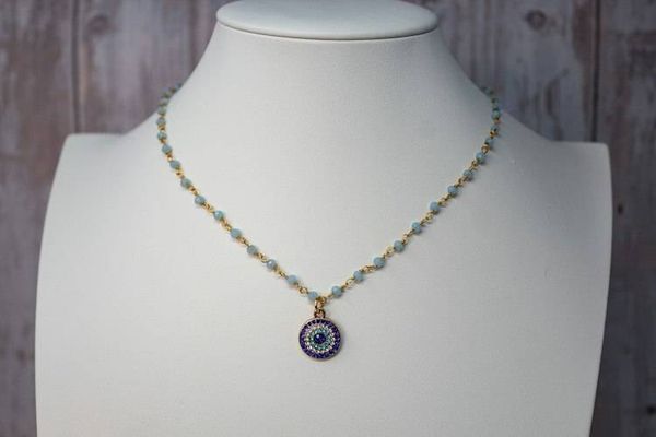 Alternate image for Azure Guardian Hydro Quartz and Evil Eye Necklace