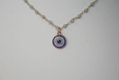 Alternate image for Azure Guardian Hydro Quartz and Evil Eye Necklace