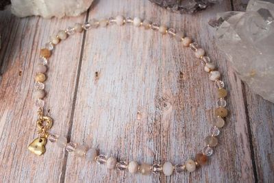 Alternate image for Sukura Heart Flower Agate and Clear Quartz Necklace