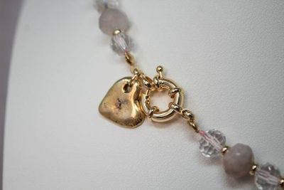 Alternate image for Sukura Heart Flower Agate and Clear Quartz Necklace