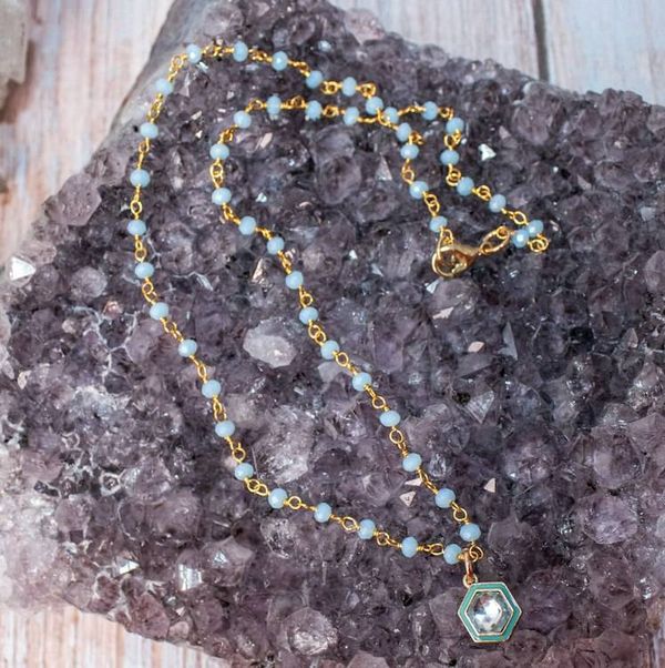 Alternate image for Celestial Tides Hydro Quartz and Enamel Octagon Necklace