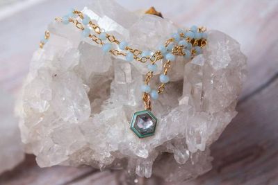 Alternate image for Celestial Tides Hydro Quartz and Enamel Octagon Necklace