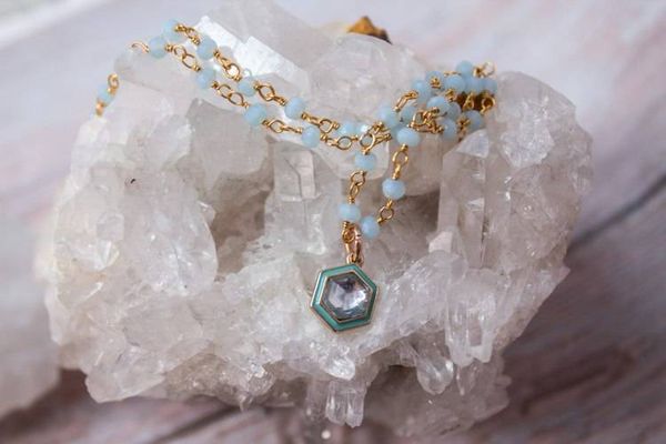 Alternate image for Celestial Tides Hydro Quartz and Enamel Octagon Necklace