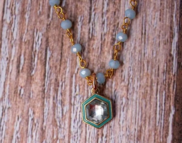 Alternate image for Celestial Tides Hydro Quartz and Enamel Octagon Necklace