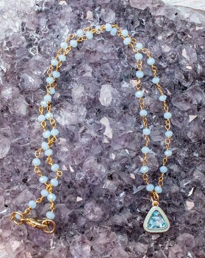 Primary image for Azure Geometry Hydro Quartz Enamel Triangle Charm Necklace