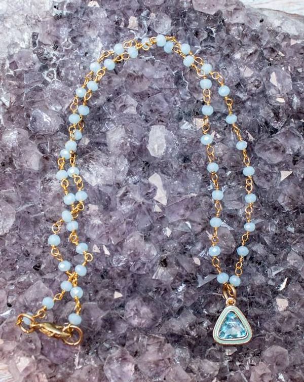 Alternate image for Azure Geometry Hydro Quartz Enamel Triangle Charm Necklace
