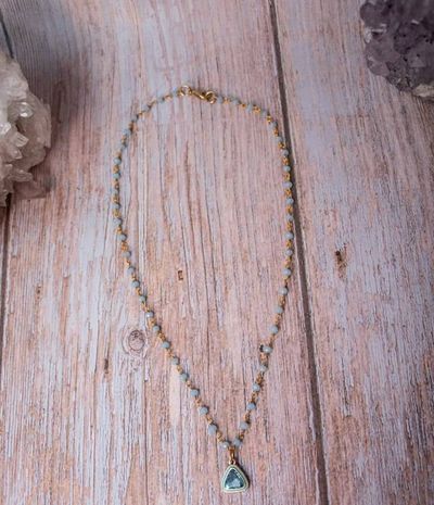 Alternate image for Azure Geometry Hydro Quartz Enamel Triangle Charm Necklace