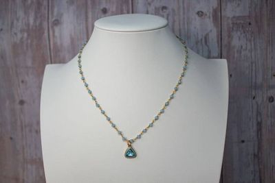 Alternate image for Azure Geometry Hydro Quartz Enamel Triangle Charm Necklace