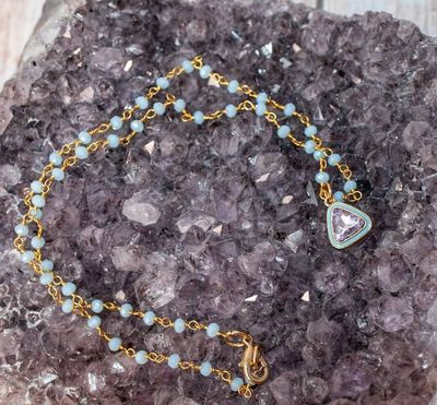 Primary image for Lavendar Geometry Hydro Quartz and Enamel Triangle Charm Necklace