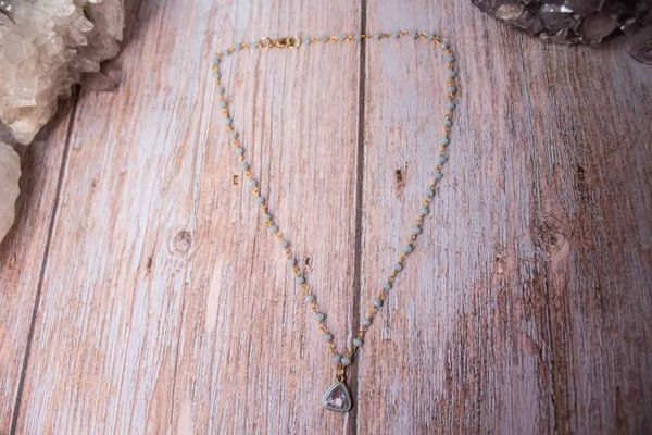 Alternate image for Lavendar Geometry Hydro Quartz and Enamel Triangle Charm Necklace