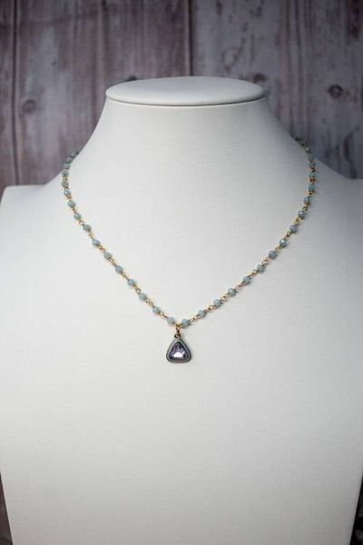 Alternate image for Lavendar Geometry Hydro Quartz and Enamel Triangle Charm Necklace