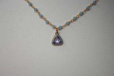 Alternate image for Lavendar Geometry Hydro Quartz and Enamel Triangle Charm Necklace