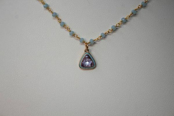 Alternate image for Lavendar Geometry Hydro Quartz and Enamel Triangle Charm Necklace