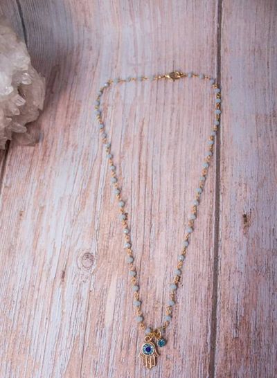 Primary image for Celestial Hamsa Guardian Hydro Quartz Evil Eye Necklace