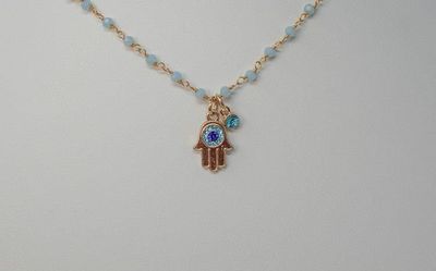 Alternate image for Celestial Hamsa Guardian Hydro Quartz Evil Eye Necklace