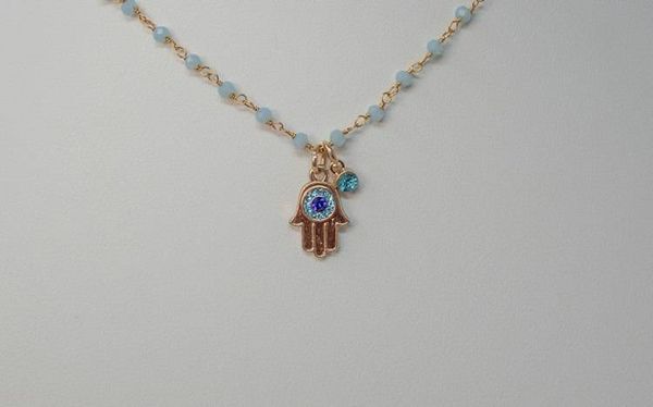 Alternate image for Celestial Hamsa Guardian Hydro Quartz Evil Eye Necklace