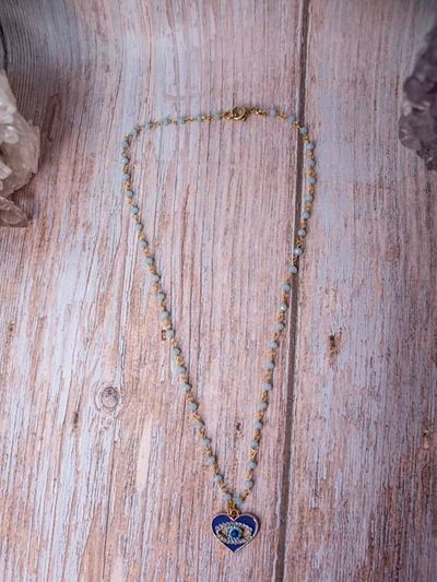 Alternate image for Love Under Watchful Eyes Hydro Quartz and Heart Evil Eye Necklace