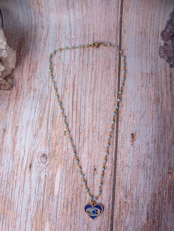 Alternate image for Love Under Watchful Eyes Hydro Quartz and Heart Evil Eye Necklace