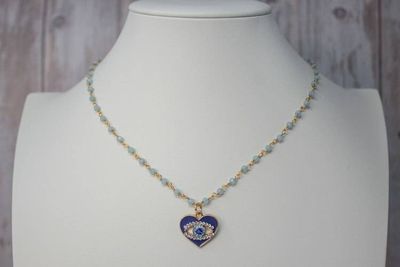 Alternate image for Love Under Watchful Eyes Hydro Quartz and Heart Evil Eye Necklace