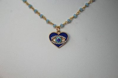Alternate image for Love Under Watchful Eyes Hydro Quartz and Heart Evil Eye Necklace