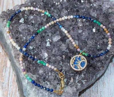 Primary image for Celestial Harmony Multi Gemstone Moon and Sun Necklace