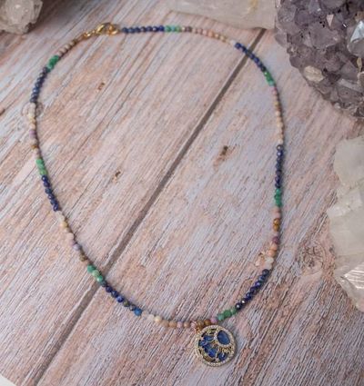 Alternate image for Celestial Harmony Multi Gemstone Moon and Sun Necklace