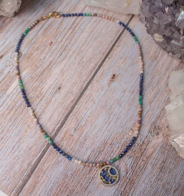 Alternate image for Celestial Harmony Multi Gemstone Moon and Sun Necklace