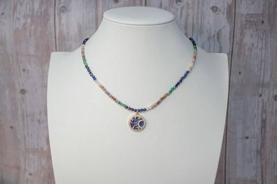 Alternate image for Celestial Harmony Multi Gemstone Moon and Sun Necklace