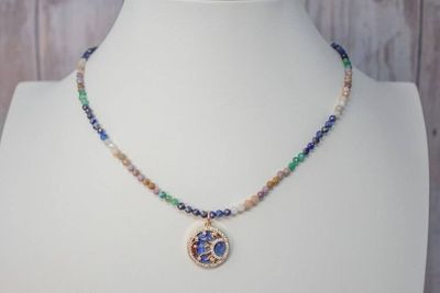 Alternate image for Celestial Harmony Multi Gemstone Moon and Sun Necklace