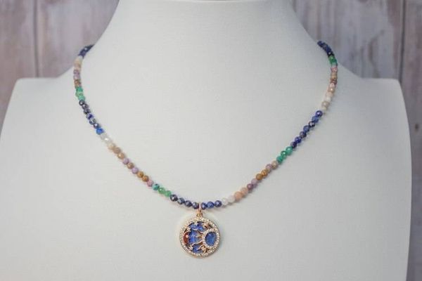 Alternate image for Celestial Harmony Multi Gemstone Moon and Sun Necklace