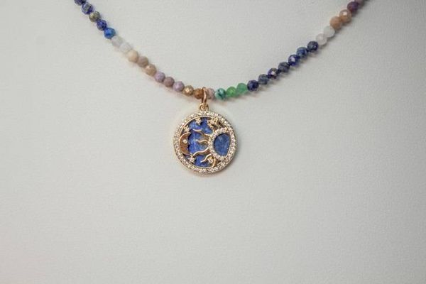 Alternate image for Celestial Harmony Multi Gemstone Moon and Sun Necklace