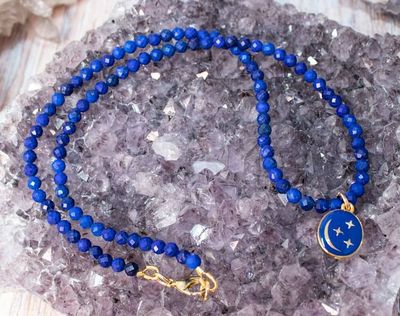 Primary image for Midnight Stardust Lapis Lazuli and Golden Moon Necklace