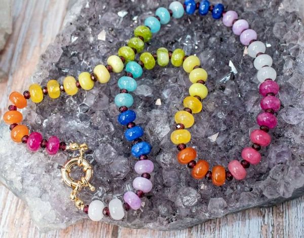 Alternate image for Rainbow Reverie Dye Jade and Red Garnet Necklace