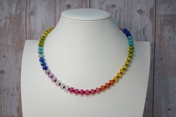 Alternate image for Rainbow Reverie Dye Jade and Red Garnet Necklace