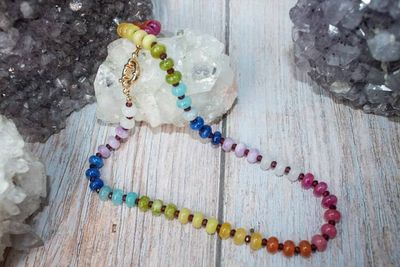 Alternate image for Rainbow Reverie Dye Jade and Red Garnet Necklace