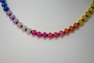 Alternate image for Rainbow Reverie Dye Jade and Red Garnet Necklace